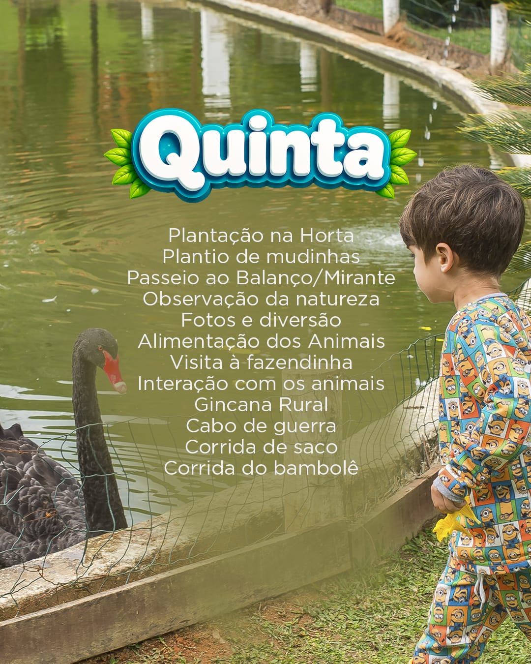Cartaz da programação de quinta-feira nas férias de julho
