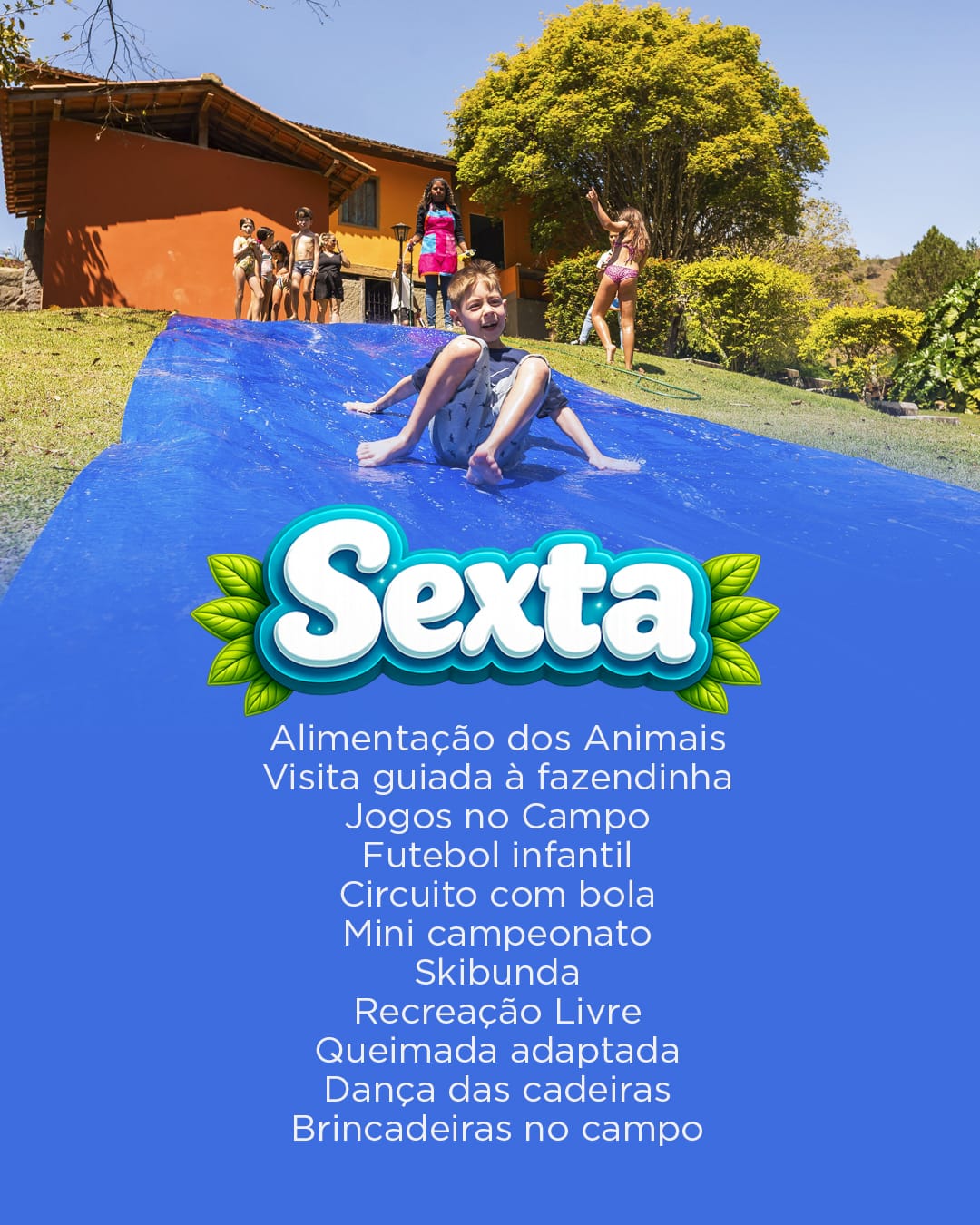 Cartaz da programação de sexta-feira nas férias de julho