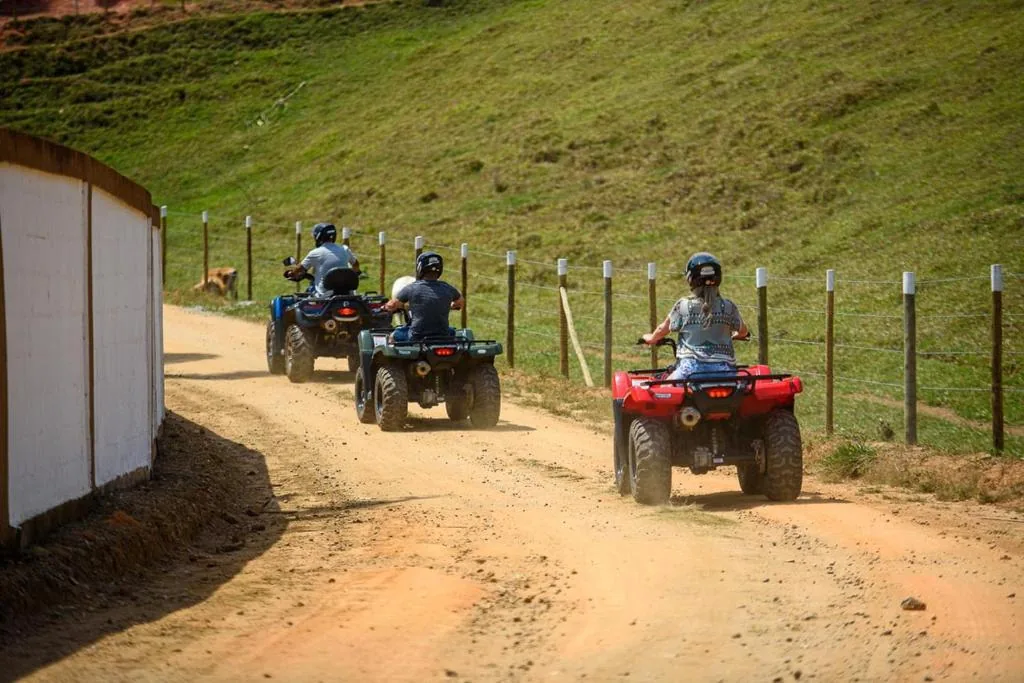 Passeio de quadriciclo por um caminho ao ar livre